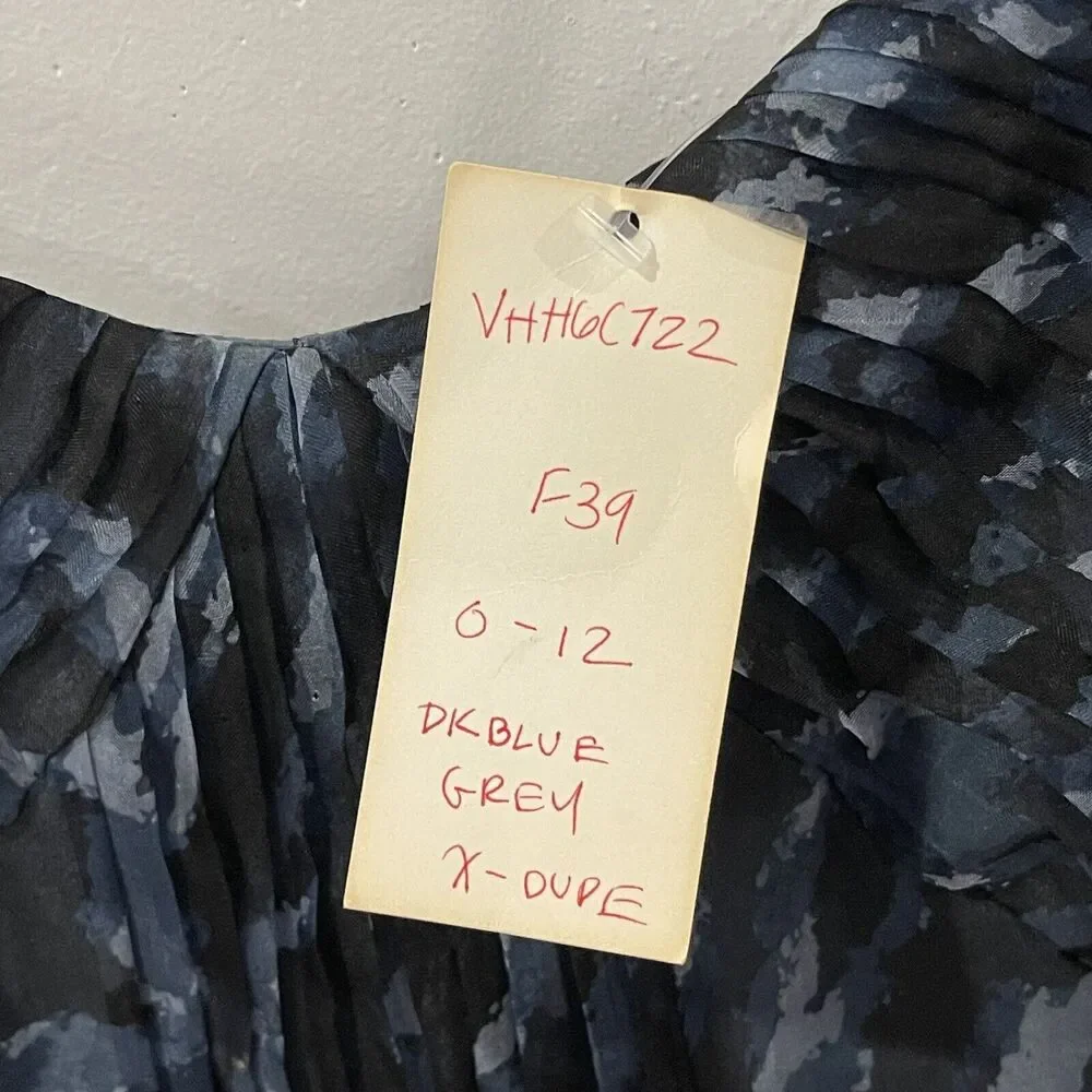 BCBGMaxAzria Silk Camo Mini Dress with Pockets Size XXS Blue Tulle Fit and Flare